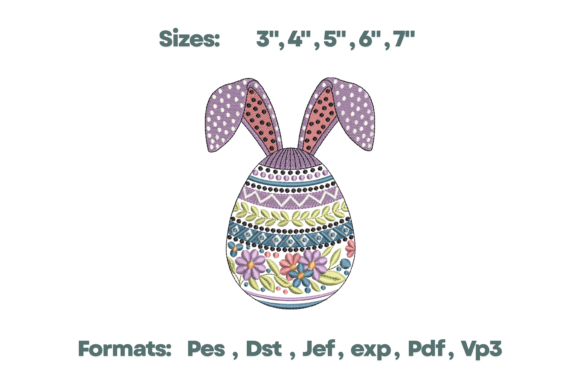 Boho Floral Egg Bunny Ears Embroidery