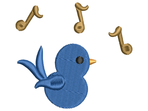 Cute Singing Blue Bird Embroidery: A Seasonal Charm for Holiday Crafts