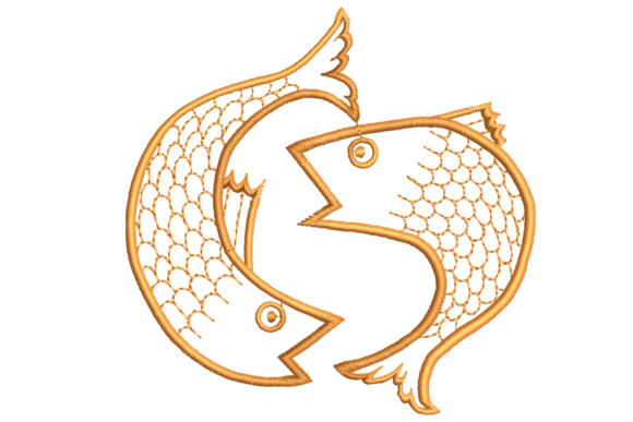 Intertwined Fish Embroidery Design